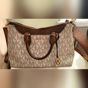 Michael Kors Brown and Cream Signature Tote Bag
